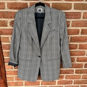 Vintage black and white plaid blazer/Shacket size large